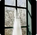 Wedding veil by a sunlit window
