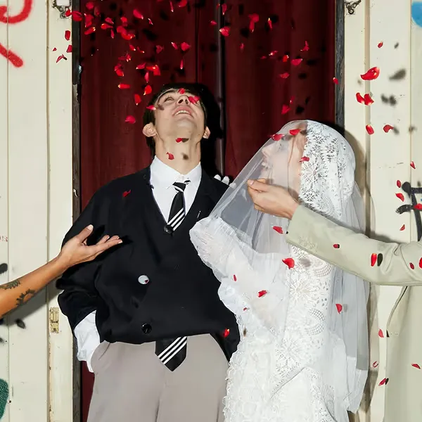 Couple with confetti